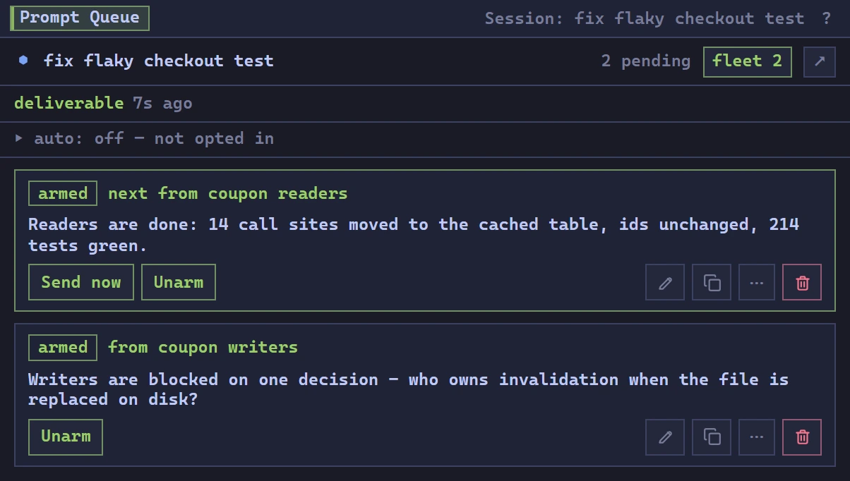 The requesting agent queue holds replies from coupon readers and coupon writers, identifying who sent each message.