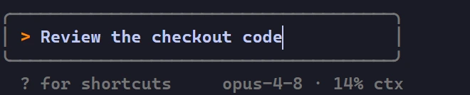 An agent composer with the unsent draft Review the checkout code and an editable cursor position.